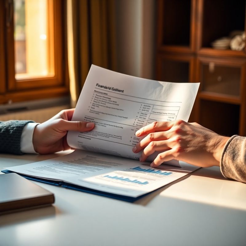 Consultant analizând un document financiar tipărit pe un birou alb