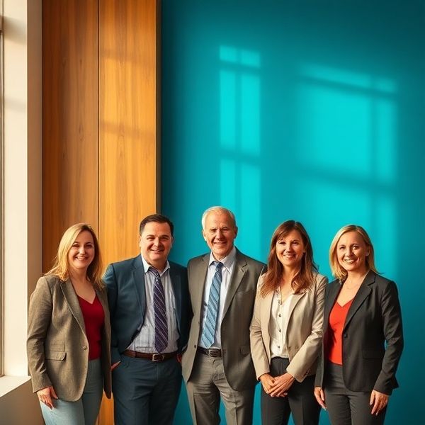 Portret de grup al unei echipe de consultanți financiari într-un birou modern din Cluj-Napoca