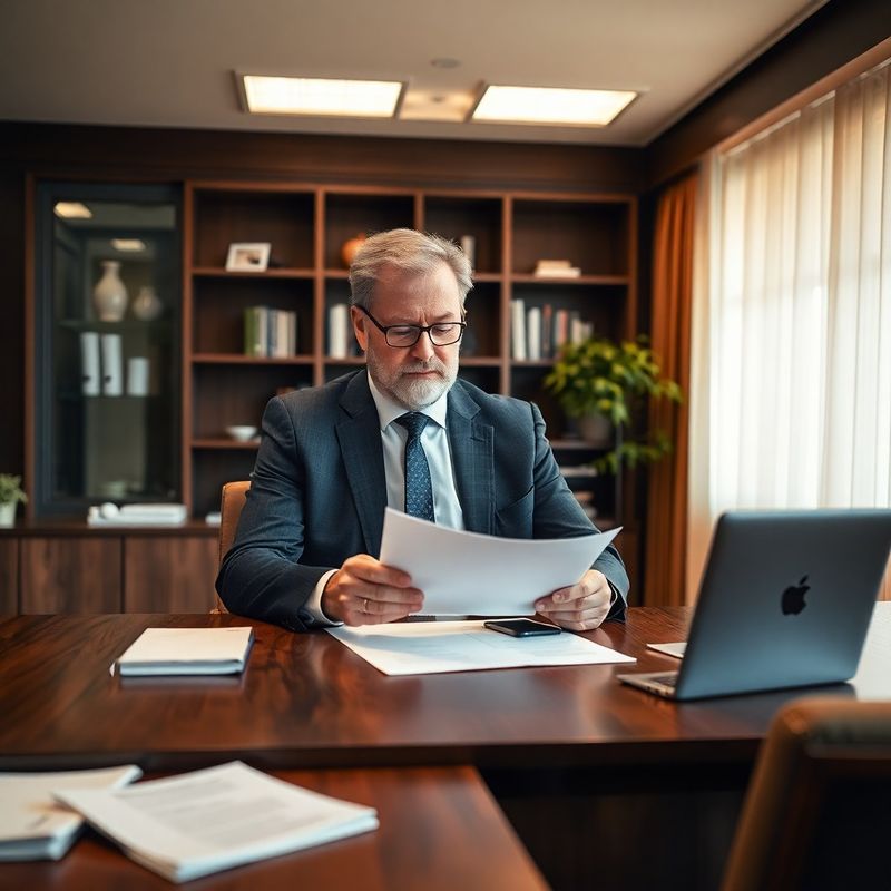 Consultant senior la un birou de nuc analizând documente cu clientul